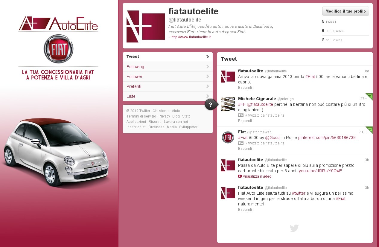 Web Marketing per Fiat Auto Elite