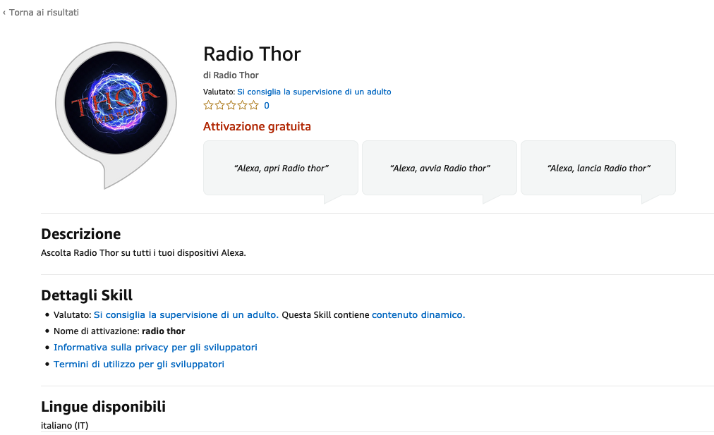 Amazon Alexa Skill – Radio Thor
